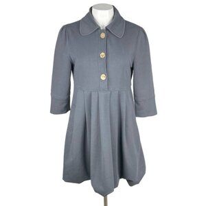 CHLOE Button Up 3/4 Sleeve Dress Sz 8 Gray